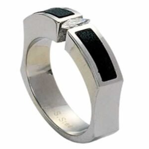 Stainless Steel Leather Jeweled Ring