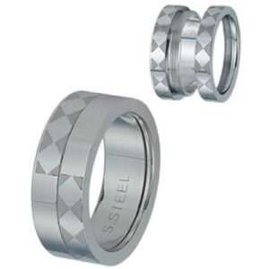 Stainless Steel Etched Diamond Pattern Ring
