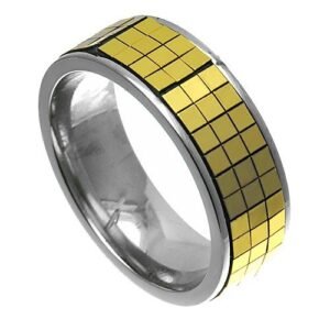 Stainless steel with Gold PVD Grid Ring