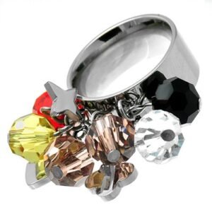 Stainless Steel Ring with Dangling Charms