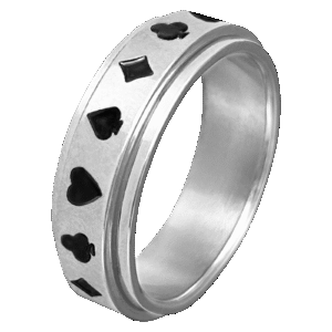 Stainless Steel Poker Suits Spinner Ring