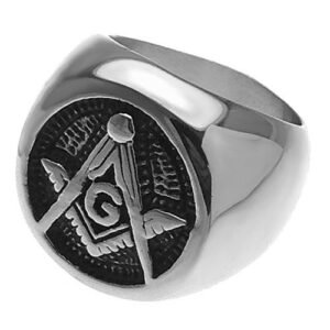 Stainless Steel Freemasonry Ring with Compass