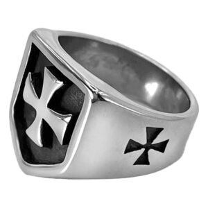 Stainless Steel Maltese Cross Ring