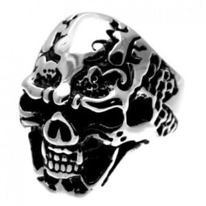 Stainless Steel Wide Skull Ring