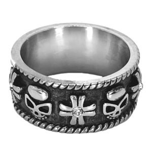 Stainless Steel Skulls and Crosses Ring