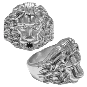 Shiny Stainless Steel Lion Head Ring