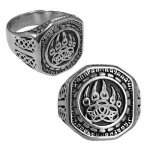 Stainless Steel Ring with Bear Paw