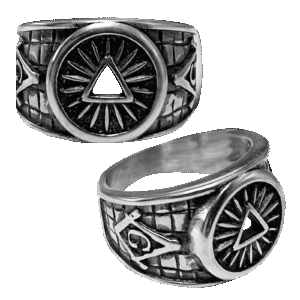 Stainless Steel Ring Pyramid / Masonic Ring