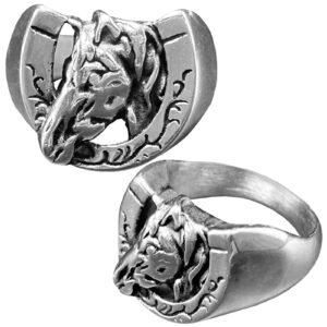 Stainless Steel Horse & Horseshoe Ring