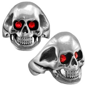 Stainless Steel Red-Eyed Skull Ring