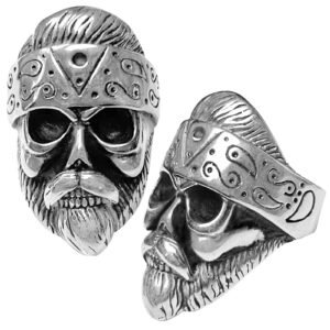 Stainless Steel Biker Head with Bandana Ring