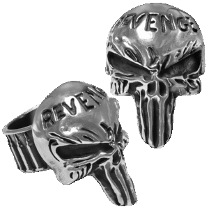 Stainless Steel Punisher "Revenge" Skull Ring