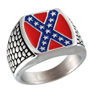 Stainless Steel Confederate Rebel Flag Ring
