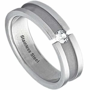 Jeweled stainless steel ring