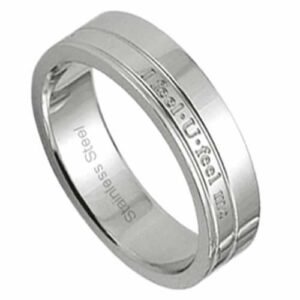 Stainless steel ring With I Feel U, U Feel Me Engraving