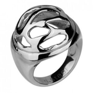Stainless Steel Raised Hollow Ring With Cut Out Pieces