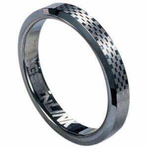 Tungsten Carbide with Checkered Pattern Ring
