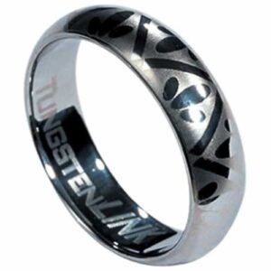 Tungsten Carbide ring with laser-made design - 6mm