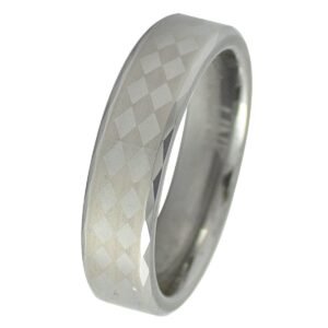 Tungsten Carbide ring with laser-made diamoned-shape design