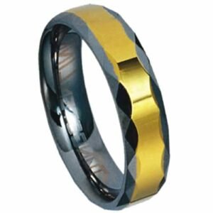 Tungsten Carbide Ring with Gold Stripe