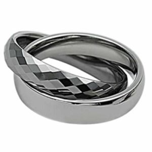 Tungsten Carbide Double Ring With Diamond Cut