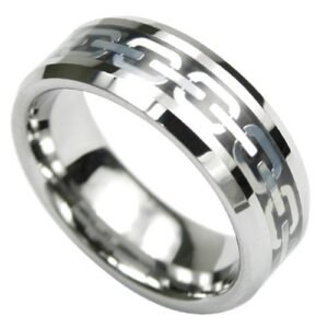 Tungsten Ring With Center Chain Design - 8mm