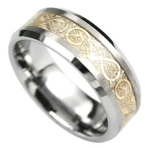 Tungsten Ring With Gold Center Design - 8mm
