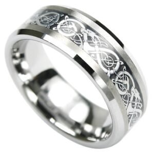 Tungsten Ring With Elegant Center Design - 8mm