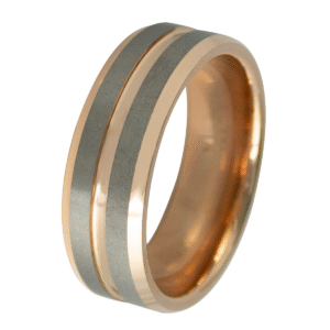 Tungsten With Rose Gold PVD Ring
