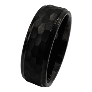 Tungsten Black PVD w/ Hexagon Pattern Ring