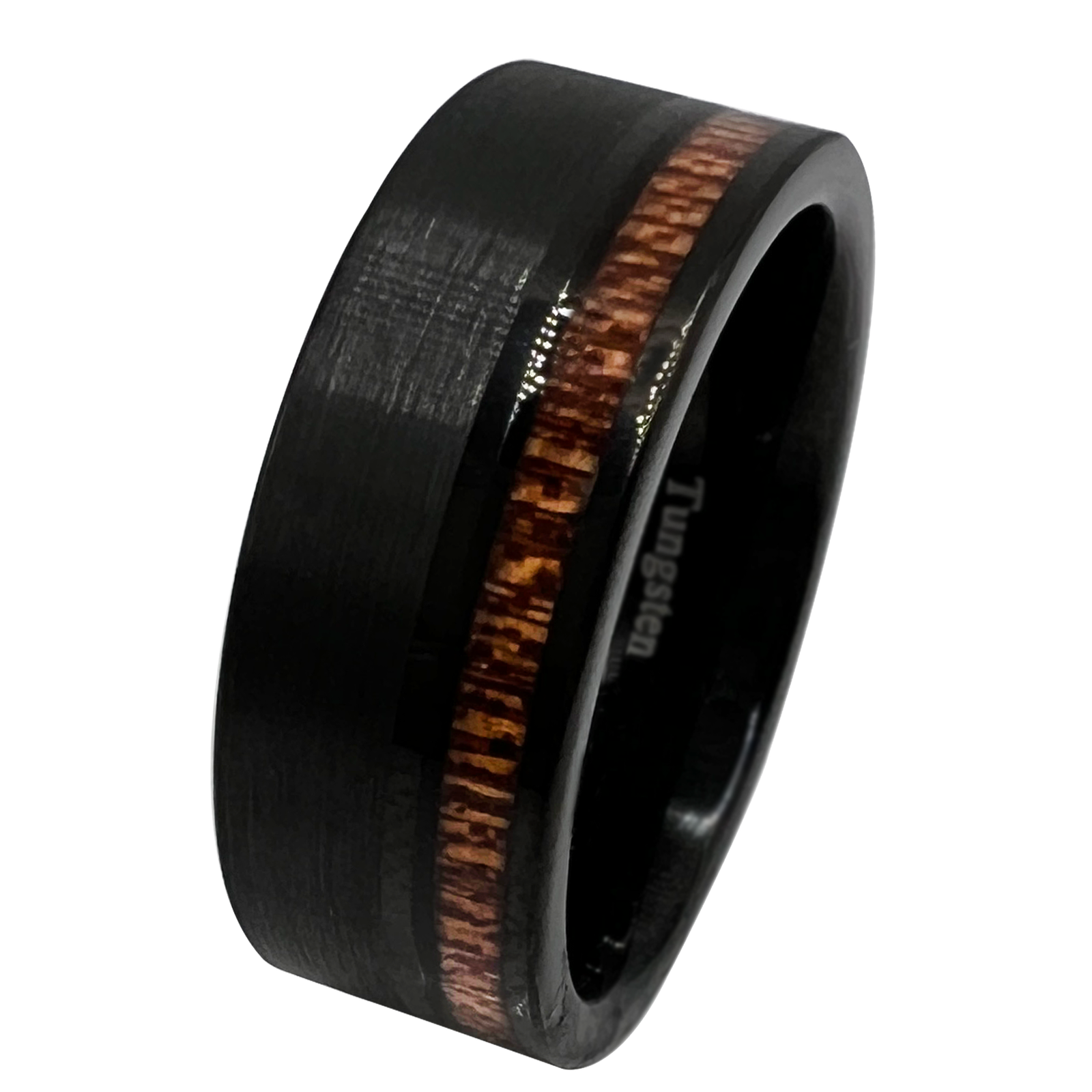 Tungsten Black PVD w/ Wood Design Ring