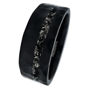 Tungsten Black PVD w/ Diamond Pattern and Grey Stripe Ring