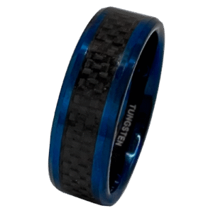 Blue Tungsten Ring with Carbon Fiber