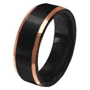 Black and Rose Gold Tungsten Ring