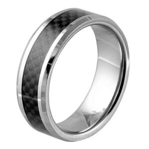 Contemporary Tungsten Ring With Carbon Fiber Inlay - 8mm
