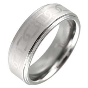 Tungsten Ring with Chain Link Laser Design
