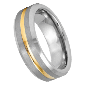 Tungsten Band with Gold Line in Center
