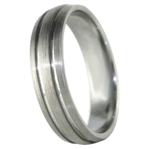 Brushed Tungsten Ring with Shiny Grooves