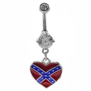 Rebel Confederate Flag Heart Belly Ring