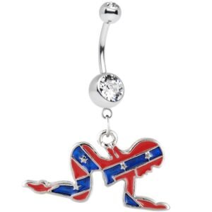 Rebel Confederate Flag Girl Silhouette Belly Ring