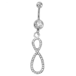 316L Surgical Steel Jeweled Navel Ring With Infinity Symbol