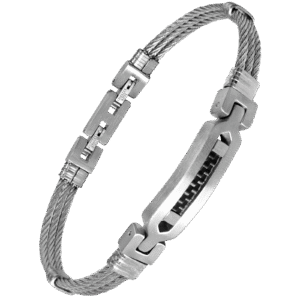 Stainless Steel Bracelet with Black Carbon Fiber