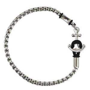 Stainless Steel Rolo Chain Bracelet with Anchor Clasp
