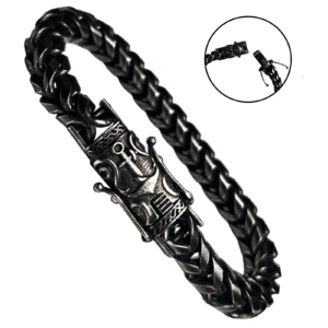 Stainless Steel Gun Color Franco Bracelet with Fancy Clasp