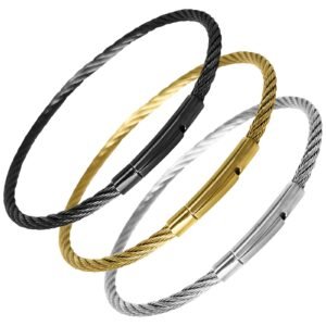 Thin Stainless Steel Twisted Rope Wire Bracelet