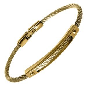 Stainless Steel Gold Pvd Twisted Rope Wire Bracelet