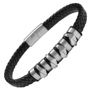 Stainless Steel & Leather Bracelet
