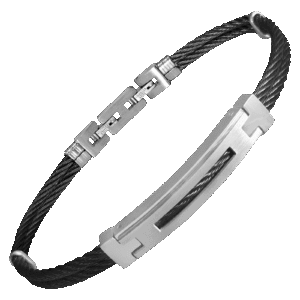 Black & Stainless Steel Cable Wire Bracelet