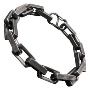 Stainless Steel Gun Metal Square Chain Bracelet