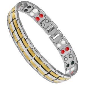 Stainless Steel Magnetic Two-Tone Link Bracelet